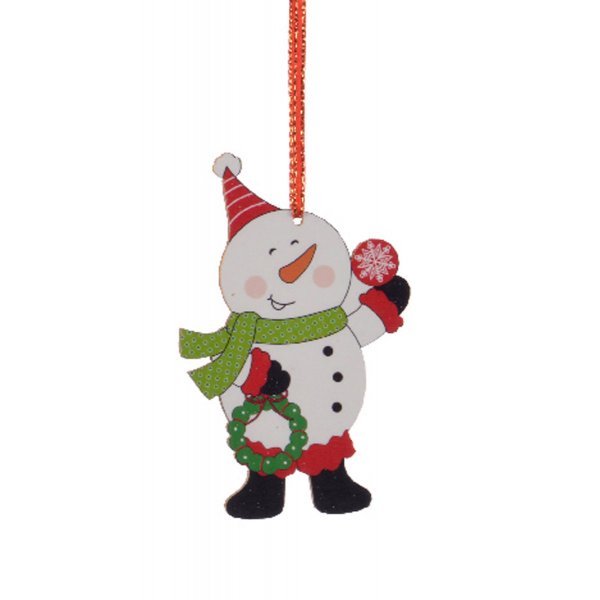 Χριστουγεννιάτικος Χιονάνθρωπος με Πράσινο Κασκόλ (12cm)